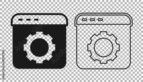 Black Browser setting icon isolated on transparent background. Adjusting, service, maintenance, repair, fixing. Vector