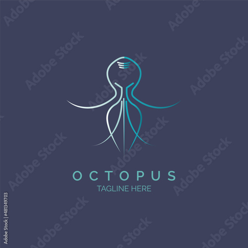 octopus squid logo line style design template for brand or company and other