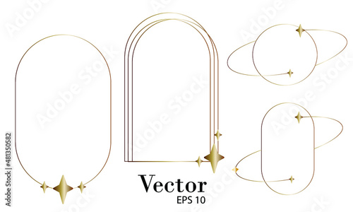 
Linear Boho Logos and Frames elements. Design templates in modern minimalist style. Abstract design elements for social media posts and stories. Vector illustration