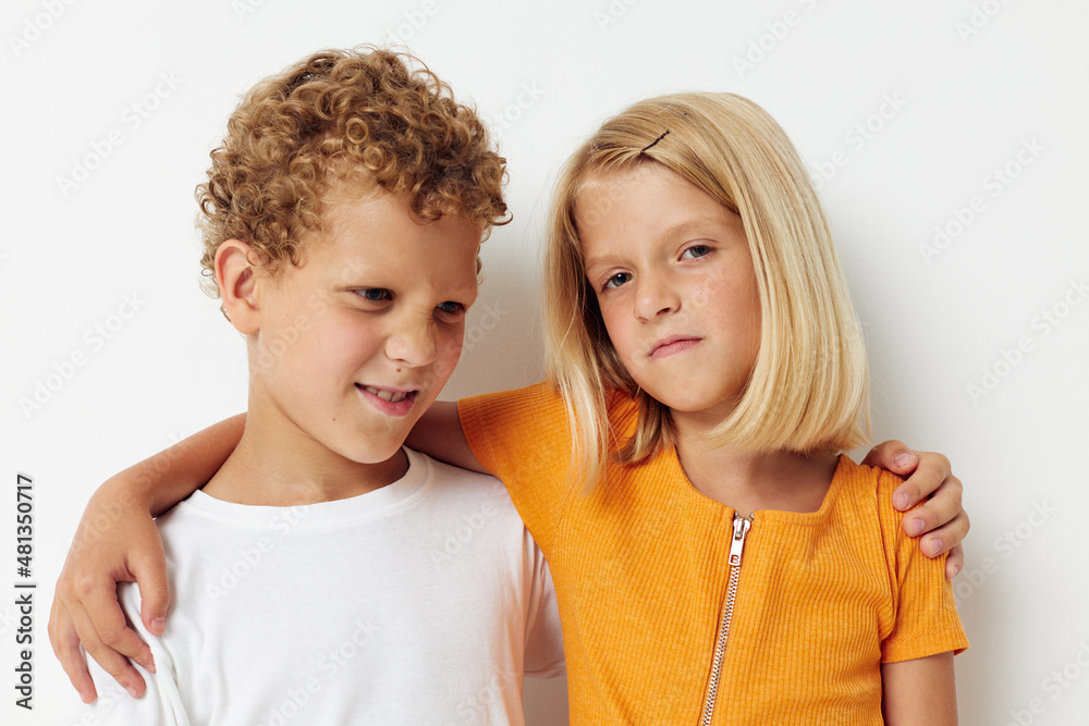 two joyful children Friendship together posing emotions lifestyle unaltered two joyful children Friendship together posing emotions lifestyle unaltered