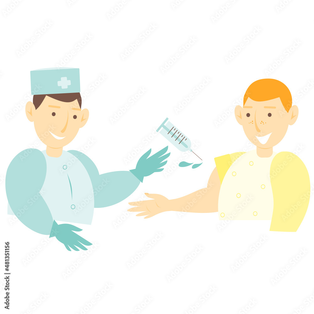 Vaccination. Injection treatment. Influenza prophylaxis. . The doctor gives an injection to the patient. Vaccination. Injection treatment. Influenza prophylaxis. . The doctor gives an injection to the patient.