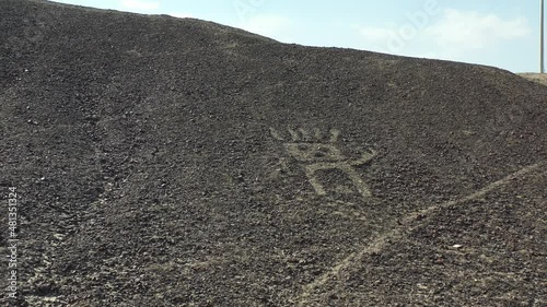 Close up geogliph in Palpa lines Nazca Peru - Drone UHD photo