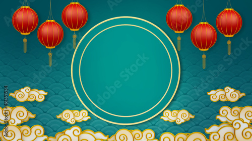 Canvas Print Happy chinese new year for Party and Celebrations With Space for Message Isolated in Red Background
