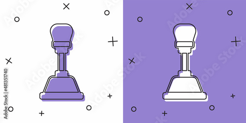 Set Gear shifter icon isolated on white and purple background. Manual transmission icon. Vector