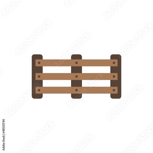 Wooden fence for the farm. Simple flat element for design. Low fence for detachments with cattle on the ranch. Rural life item. Farming and animal husbandry.