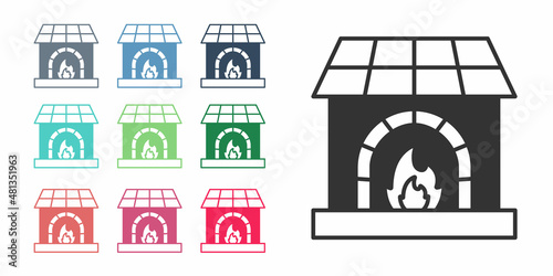 Black Blacksmith oven icon isolated on white background. Set icons colorful. Vector