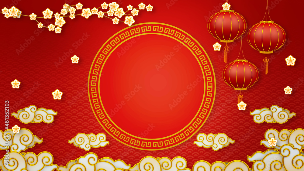 Happy chinese new year for Party and Celebrations With Space for Message Isolated in background. 3D illustration, 3D rendering	
