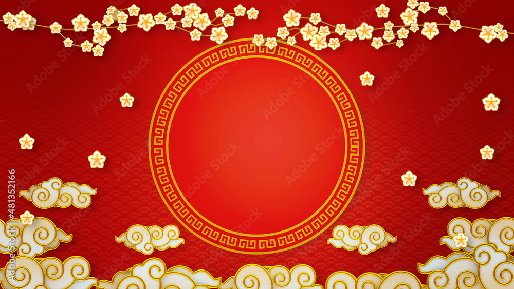 Happy chinese new year for Party and Celebrations With Space for Message Isolated in Red Background. 3D illustration, 3D rendering Happy chinese new year for Party and Celebrations With Space for Message Isolated in Red Background. 3D illustration, 3D rendering