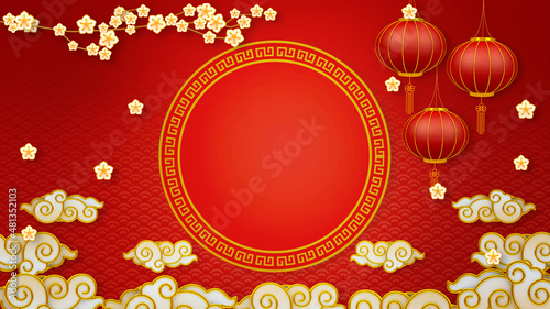 Happy chinese new year for Party and Celebrations With Space for Message Isolated in background. 3D illustration, 3D rendering 