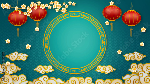 Canvas Print Happy chinese new year for Party and Celebrations With Space for Message Isolated in Red Background
