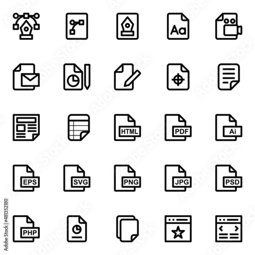 Outline icons for web design and development.