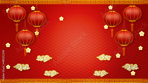 Happy chinese new year for Party and Celebrations With Space for Message Isolated in Red Background. 3D illustration, 3D rendering 