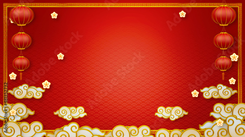 Photography Happy chinese new year for Party and Celebrations With Space for Message Isolated in Red Background