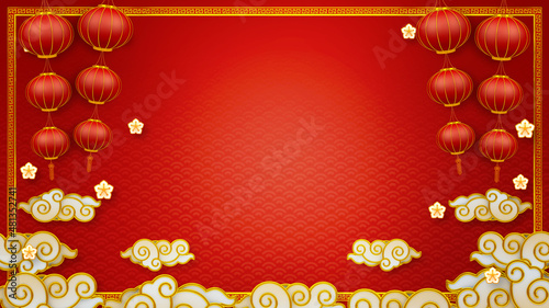 Photography Happy chinese new year for Party and Celebrations With Space for Message Isolated in Red Background