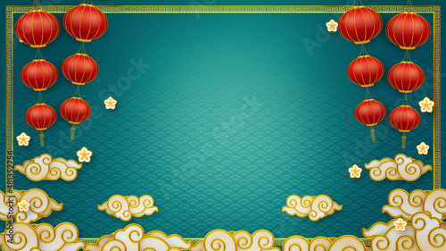 Canvas Print Happy chinese new year for Party and Celebrations With Space for Message Isolated in Red Background