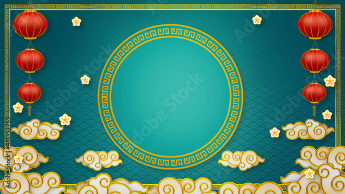 Canvas Print Happy chinese new year for Party and Celebrations With Space for Message Isolated in Red Background