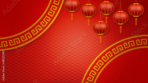 Canvas Print Happy chinese new year for Party and Celebrations With Space for Message Isolated in Red Background