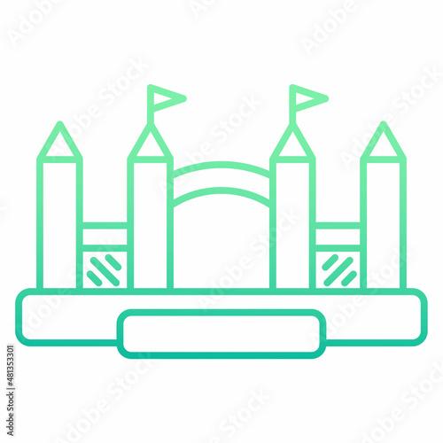 Bouncy castle gradient outline icon. Jumping inflatable house on kids playground. Vector logo EPS 10