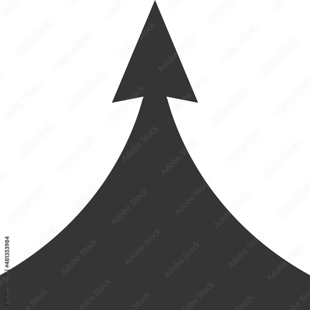 Fototapeta premium Dark rising arrow on white background, uplift ascent concept