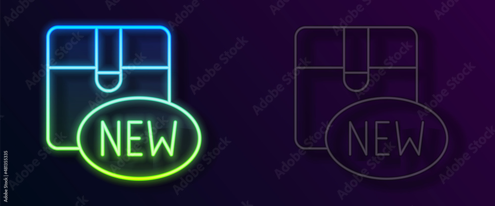 Glowing neon line New collection icon isolated on black background. Vector Glowing neon line New collection icon isolated on black background. Vector