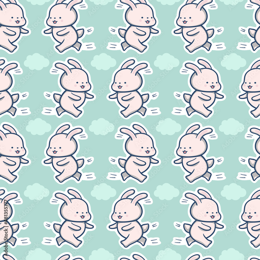 Seamless pattern with funny cartoon Bunnies. Seamless pattern with funny cartoon Bunnies.