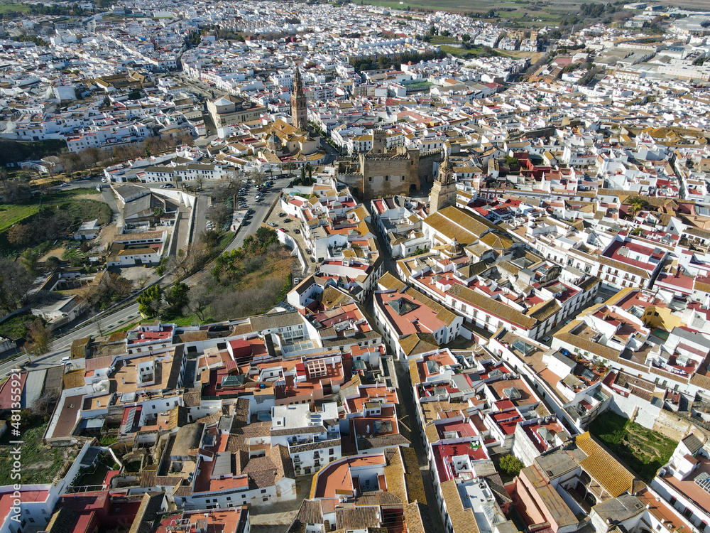 Drone view at the town of Carmona on Andalucia, Spain Drone view at the town of Carmona on Andalucia, Spain