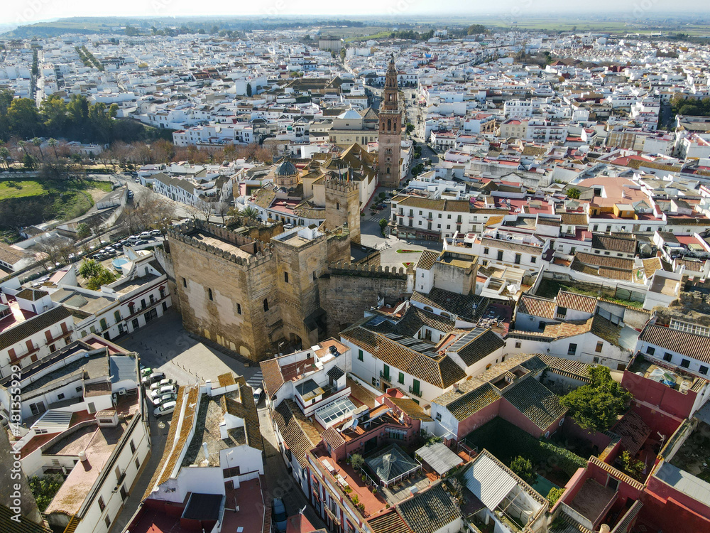 Drone view at the town of Carmona on Andalucia, Spain