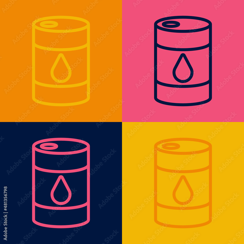 Pop art line Barrel oil icon isolated on color background. Vector Pop art line Barrel oil icon isolated on color background. Vector