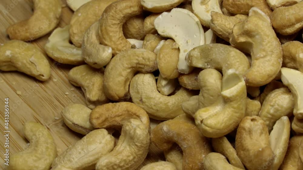 Cashew nuts rotation background. Close up Cashew nuts rotation background. Close up