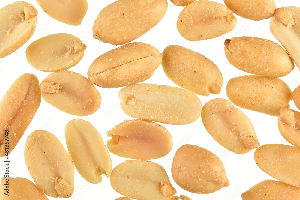 Close up of Salted Peanut on White Background Close up of Salted Peanut on White Background
