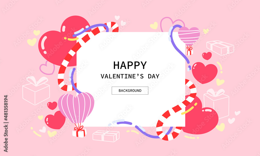 Happy Valentine's Day Background with a white text box. Sweet and fun style hand-drawn illustration with love hearts and gift boxes. Happy Valentine's Day Background with a white text box. Sweet and fun style hand-drawn illustration with love hearts and gift boxes.