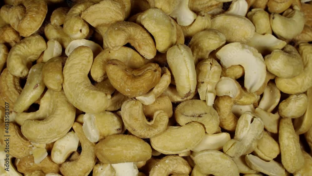 Cashew nuts rotation background. Close up Cashew nuts rotation background. Close up