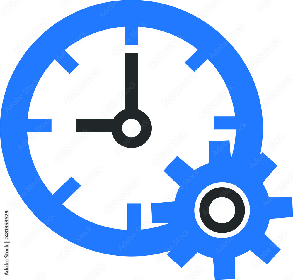 clock with gears symbol that means time management icon clock with gears symbol that means time management icon