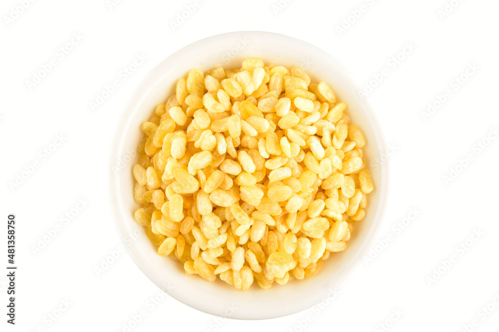 Top View of Moong Dal Namkeen Bowl Isolated on White Background with Clipping Path