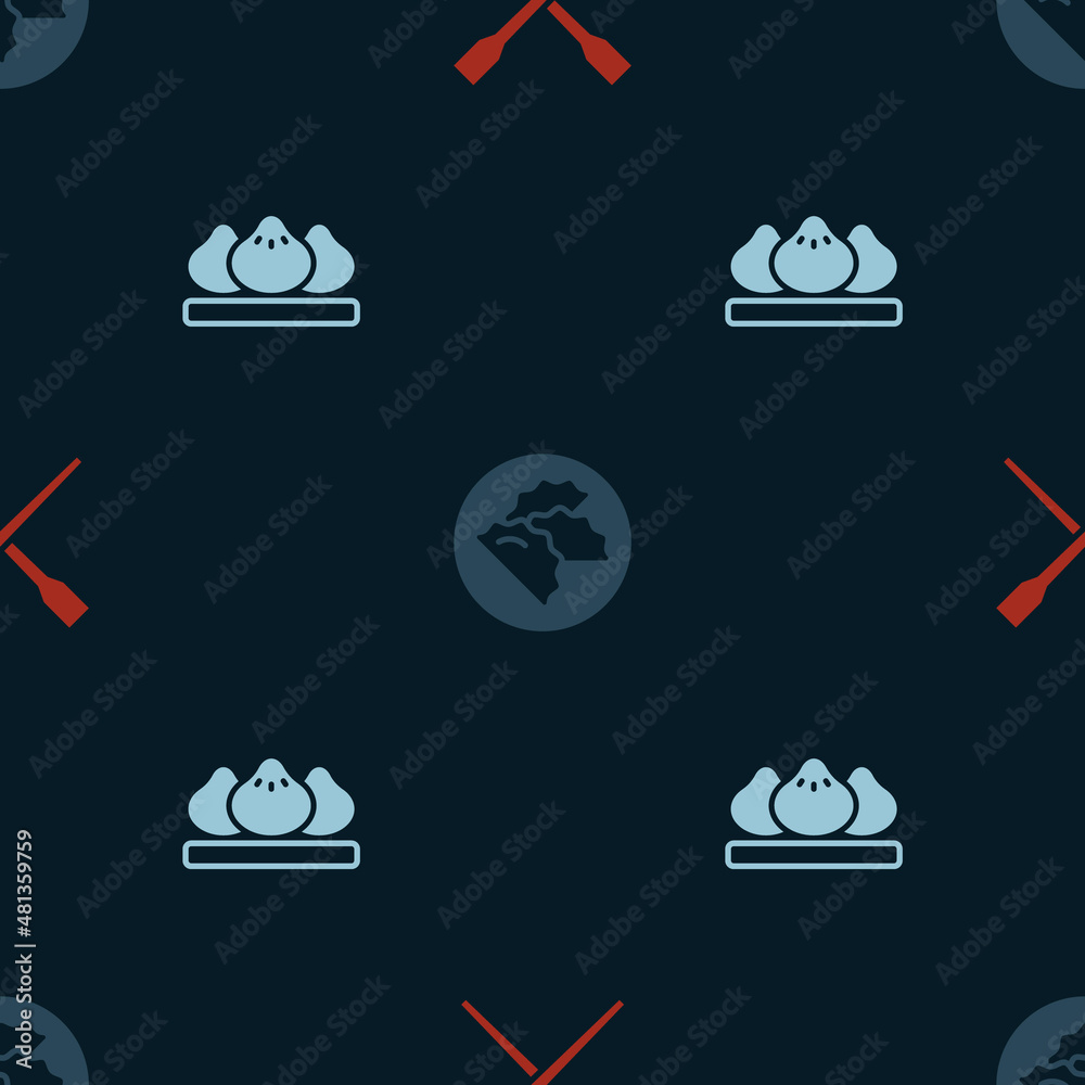 Set Food chopsticks, Dumpling and on seamless pattern. Vector Set Food chopsticks, Dumpling and on seamless pattern. Vector