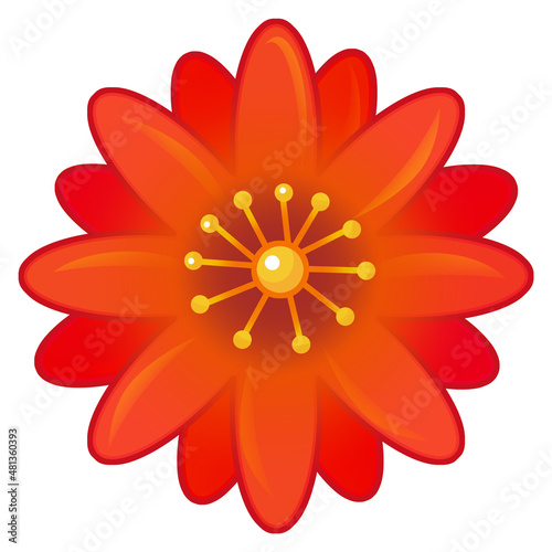 Cartoon scene with isolated plant flower illustration