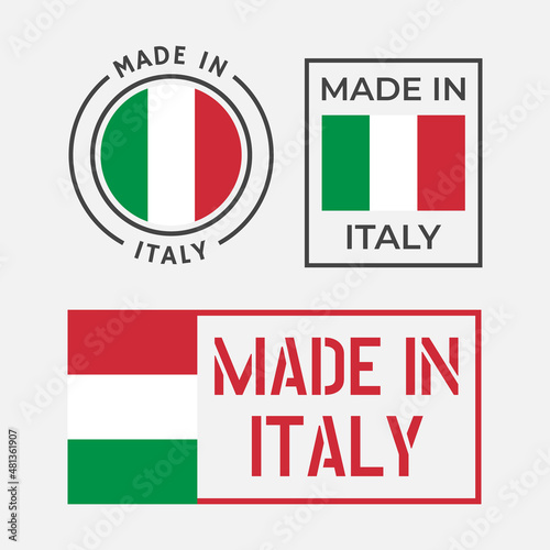 made in Italy icon set, Italian product labels