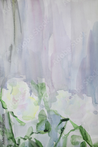 Pastel colors nobody vertical background. White roses wallpaper with copy space. Pearl shades neutral texture. Softness concept. Wedding card. Subtlety artwork.