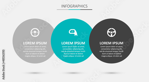Set Car mirror, Racing steering wheel and . Business infographic template. Vector