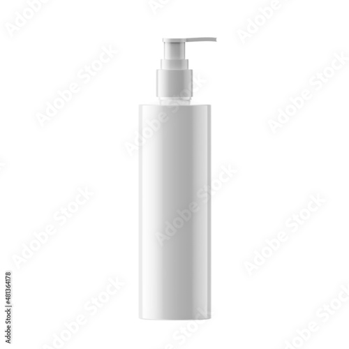 Slim Plastic Bottle Cosmetic with Dispenser Pump Isolated