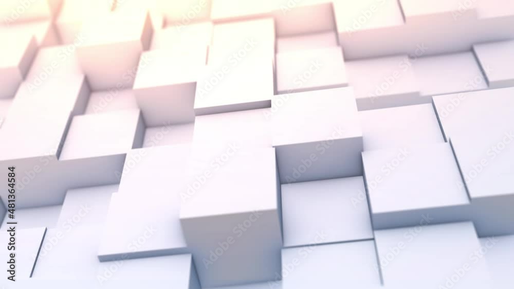 White modern shiny abstract geometrical cube array wave pattern background - loopable