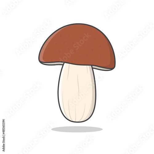 Mushroom Vector Icon Illustration. Brown Mushroom Flat Icon
