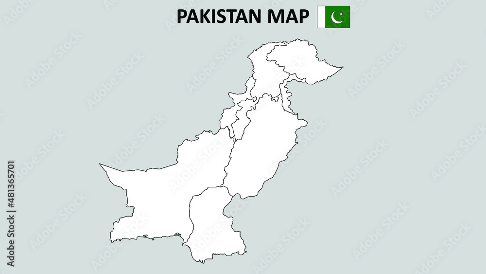 Pakistan Map. Pakistan Map with white background and line map.