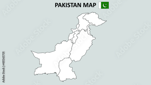 Pakistan Map. Pakistan Map with white background and line map.