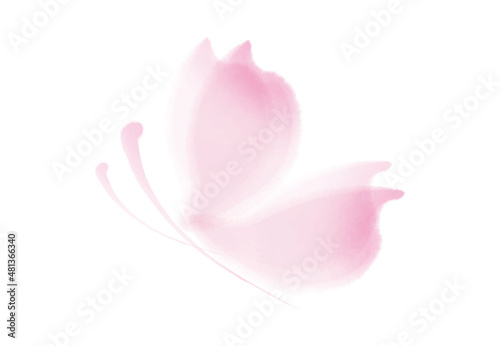 蝶　花びら　水彩	桜