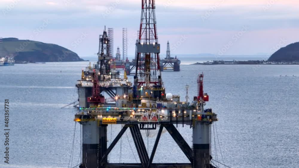 Aerial View of an Oil and Gas Drilling Platform and Rig