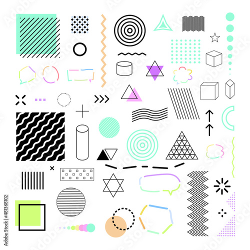 Set of geometric shapes for web, vintage, advertisement, commercial banner, poster, leaflet, billboard, sale, element of design