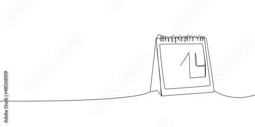 Loose-leaf calendar with date 14 february continuous line drawing. One line art of calendar, memorable date, countdown, holiday, love, weekday and weekend.