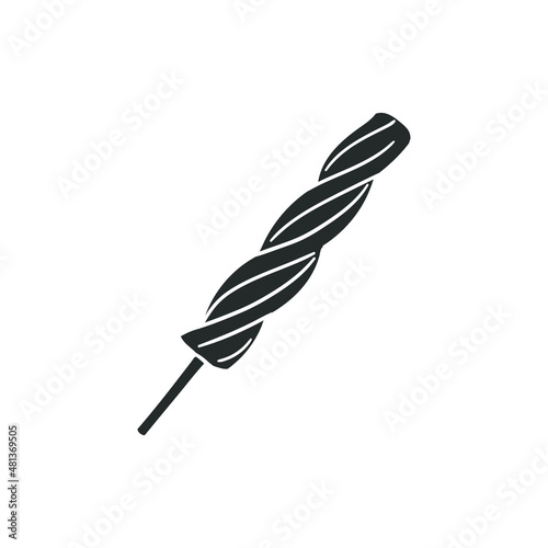 Ice Cream Spiral Icon Silhouette Illustration. Twister Frozen Candy Vector Graphic Pictogram Symbol Clip Art. Doodle Sketch Black Sign.