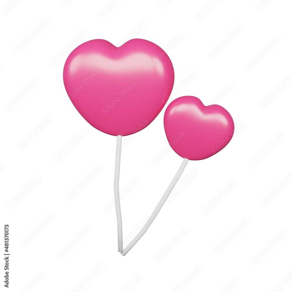 Pink Love Baloon good for valentine and wedding 3d rendering 